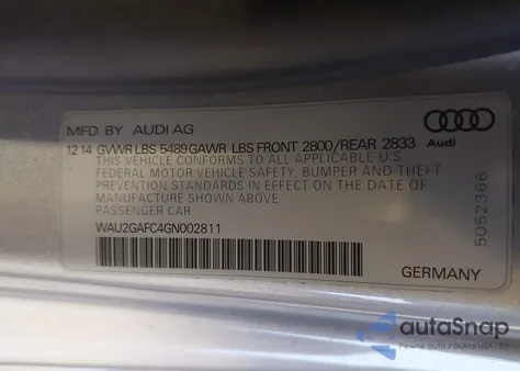 2016 Audi A7 3.0T Premium Plus z USA, uszkodzony, nr VIN WAU2GAFC4GN002811